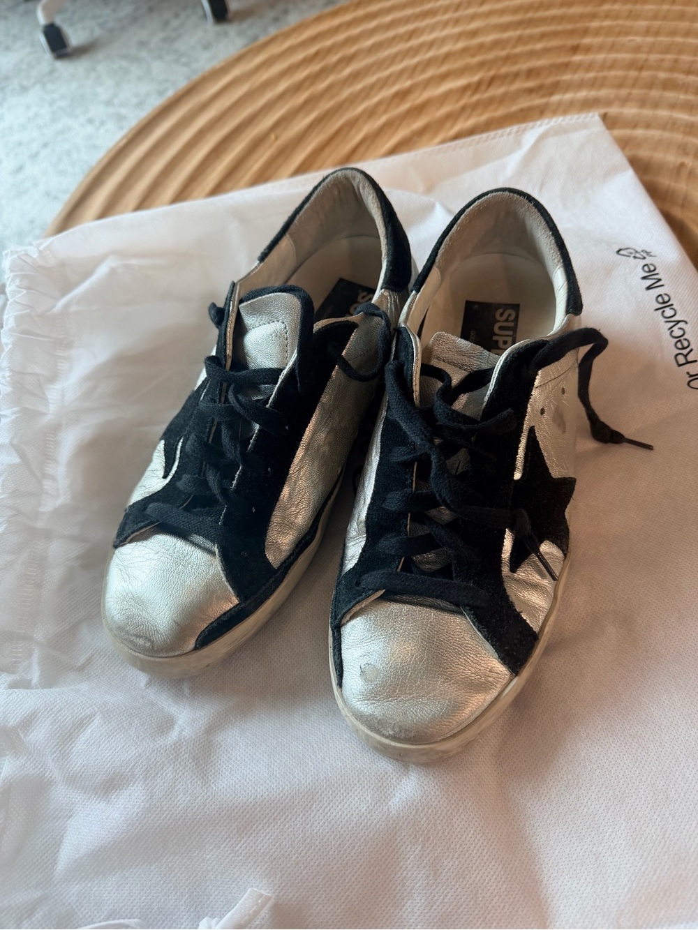 Golden Goose Silver and Black Low-Top Sneakers - Picture 13 of 13